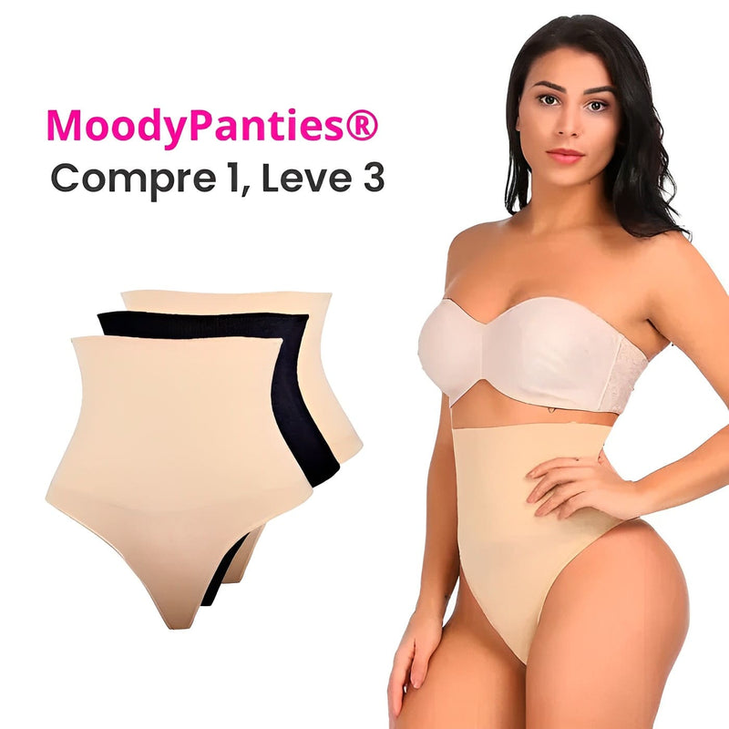 MoodyPanties - Calcinha Modeladora Fio Dental com Barbatanas que Não Enrolam + Frete Grátis + Brinde | Compre 1 Leve 3 |